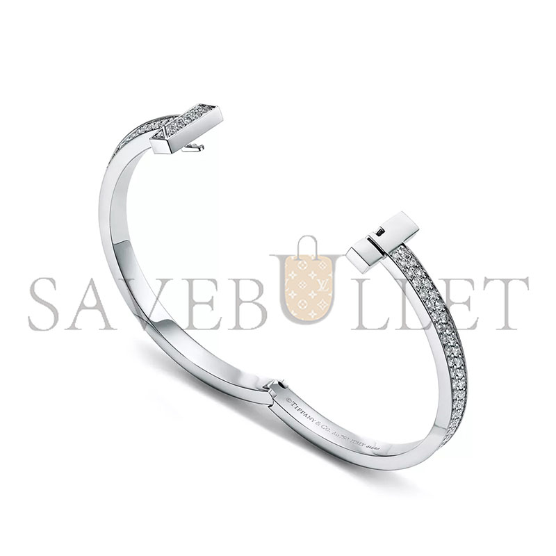 TIFFANY TT1 WIDE DIAMOND HINGED BANGLE IN WHITE GOLD 68127394